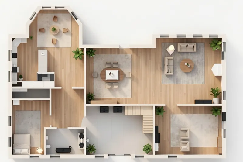 After - 3D rendered floorplan